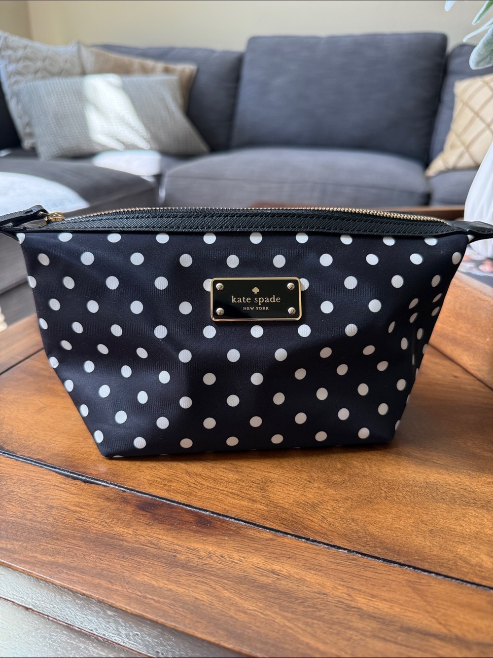 kate spade Black White Polka Dot Cosmetic Case